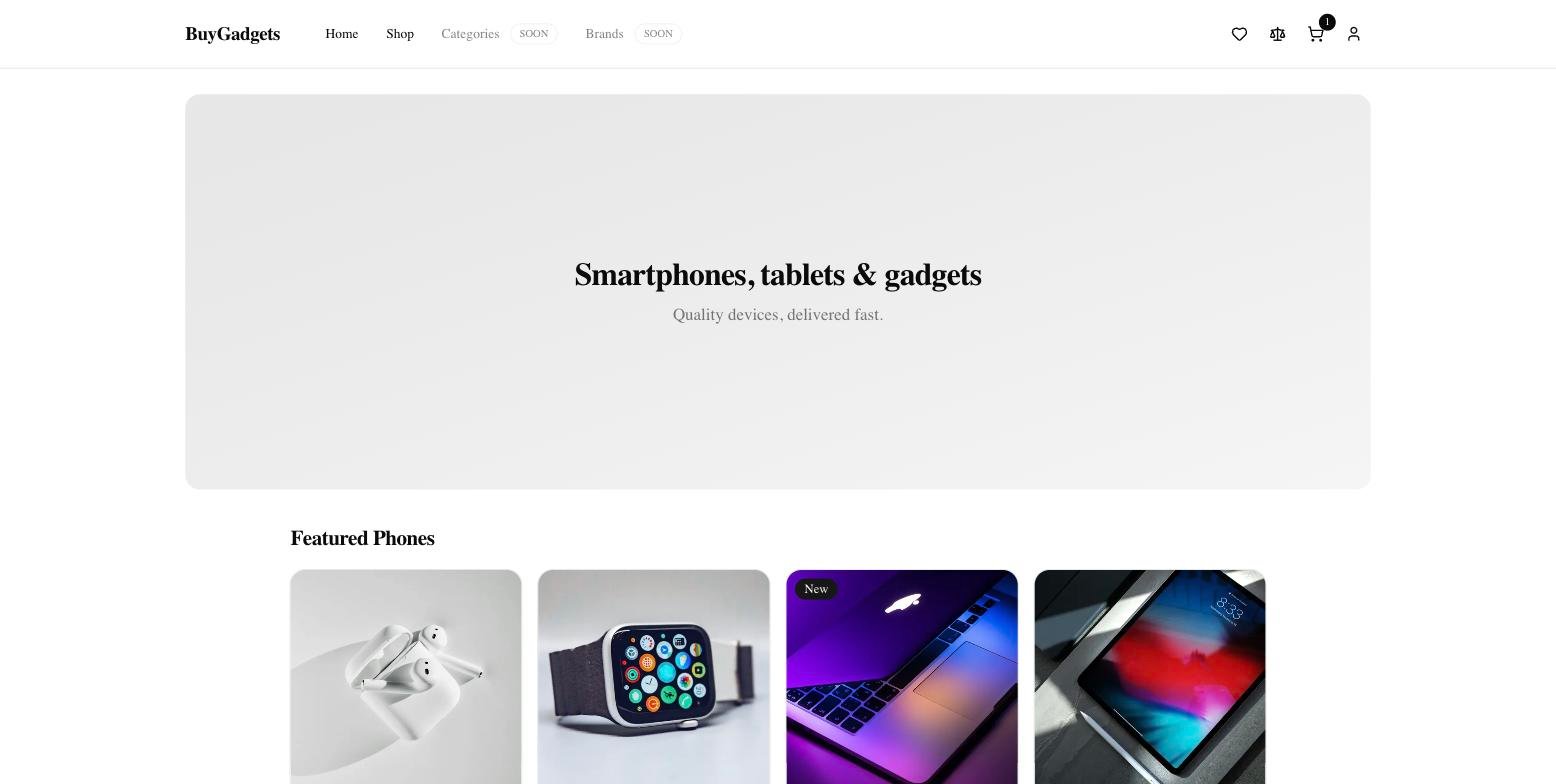 BuyGadgets electronics e-commerce store homepage