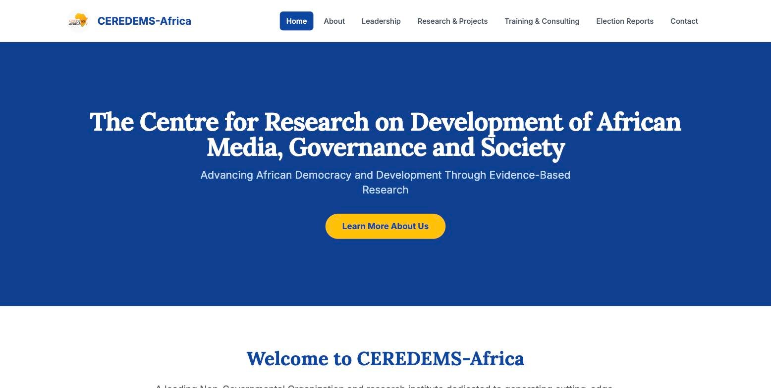 CEREDEMS-Africa research institute website homepage